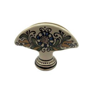 Korond Folk Art Clay Napkin Holder Romania Art Pottery Floral  Hand Painted FLAW
